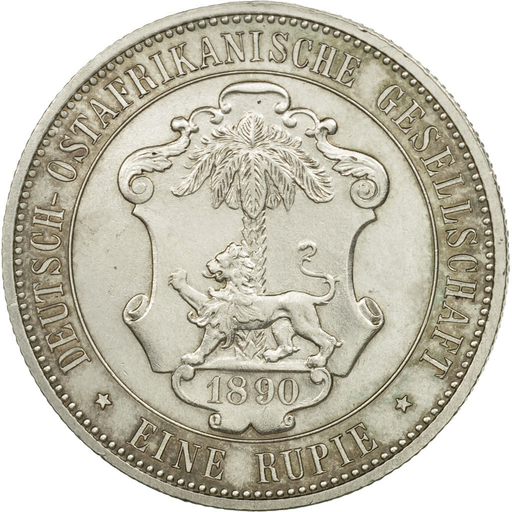 GERMAN EAST AFRICA, Wihelm II, Rupie, 1890, AU(50-53), Silver, KM:2