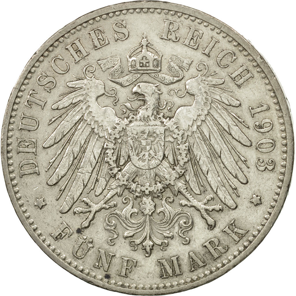 German States, SAXONY-ALBERTINE, Georg, 5 Mark, 1903, Muldenhütten, KM 1258