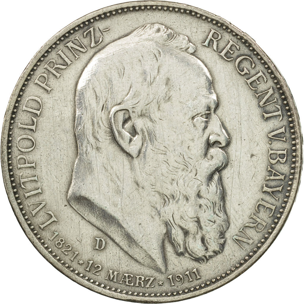 German States, BAVARIA, Otto, 3 Mark, 1911, Munich, EF(40-45), Silver, KM:998