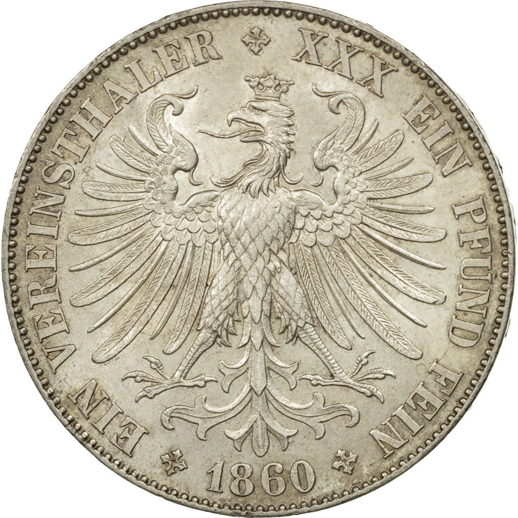 German States, FRANKFURT AM MAIN, Thaler, 1860, MS(60-62), Silver, KM:360