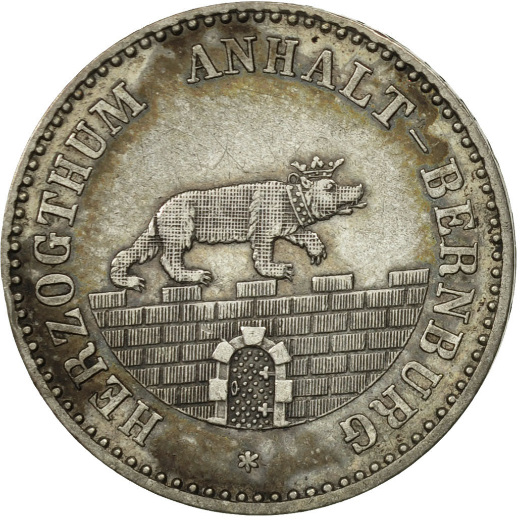 German States, ANHALT-BERNBURG, Alexander Carl, 1/6 Thaler, 1861, KM 87