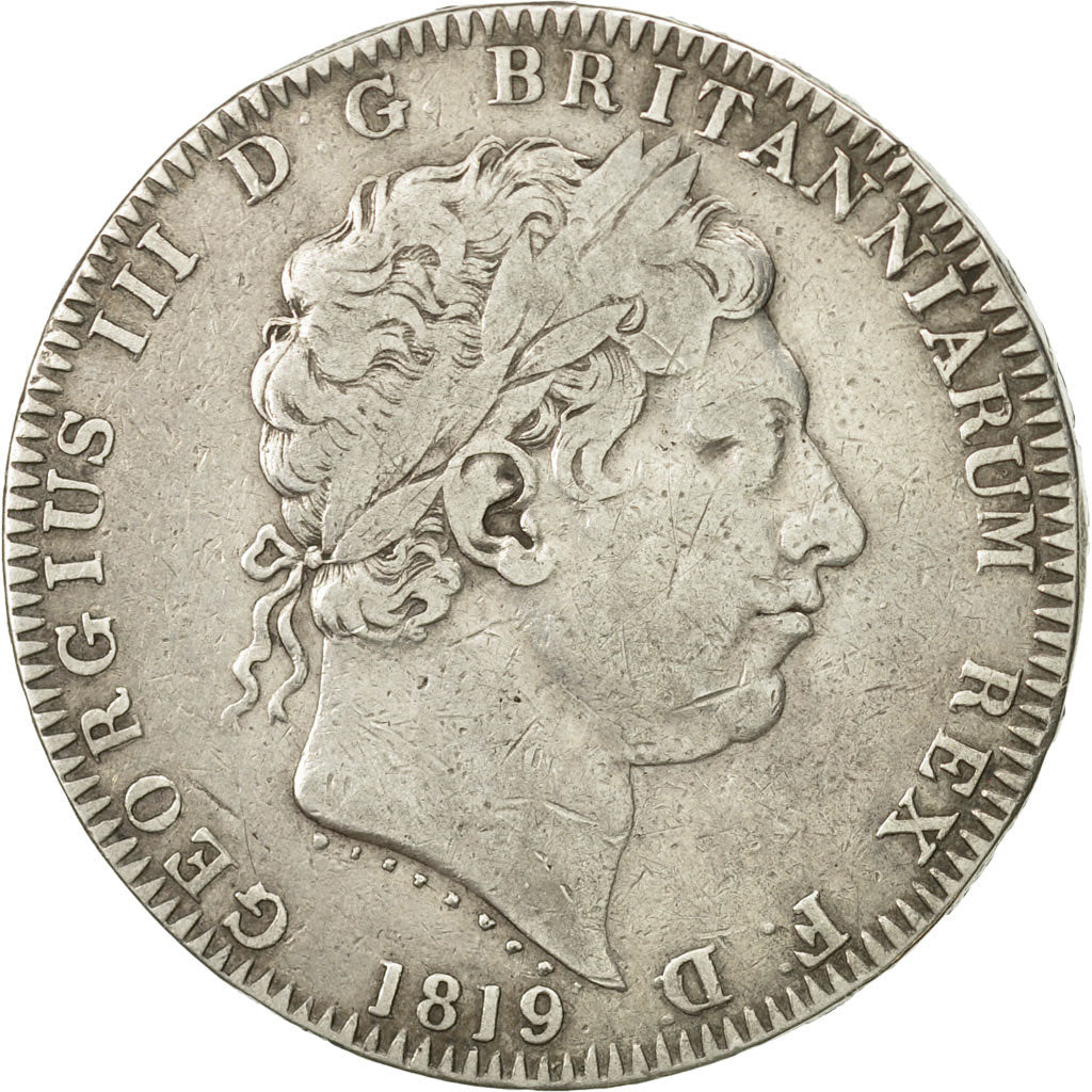 Coin, Great Britain, George III, Crown, 1819, EF(40-45), Silver, KM:675
