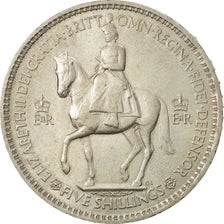Great Britain, Elizabeth II, Crown, 1953, AU(55-58), Copper-nickel, KM:894