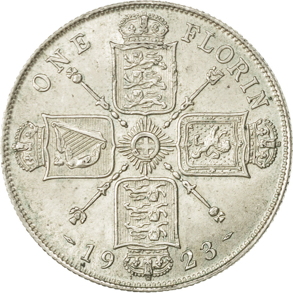 Grande-Bretagne, George V, Florin, Two Shillings, 1923, TTB+, Argent, KM:817a