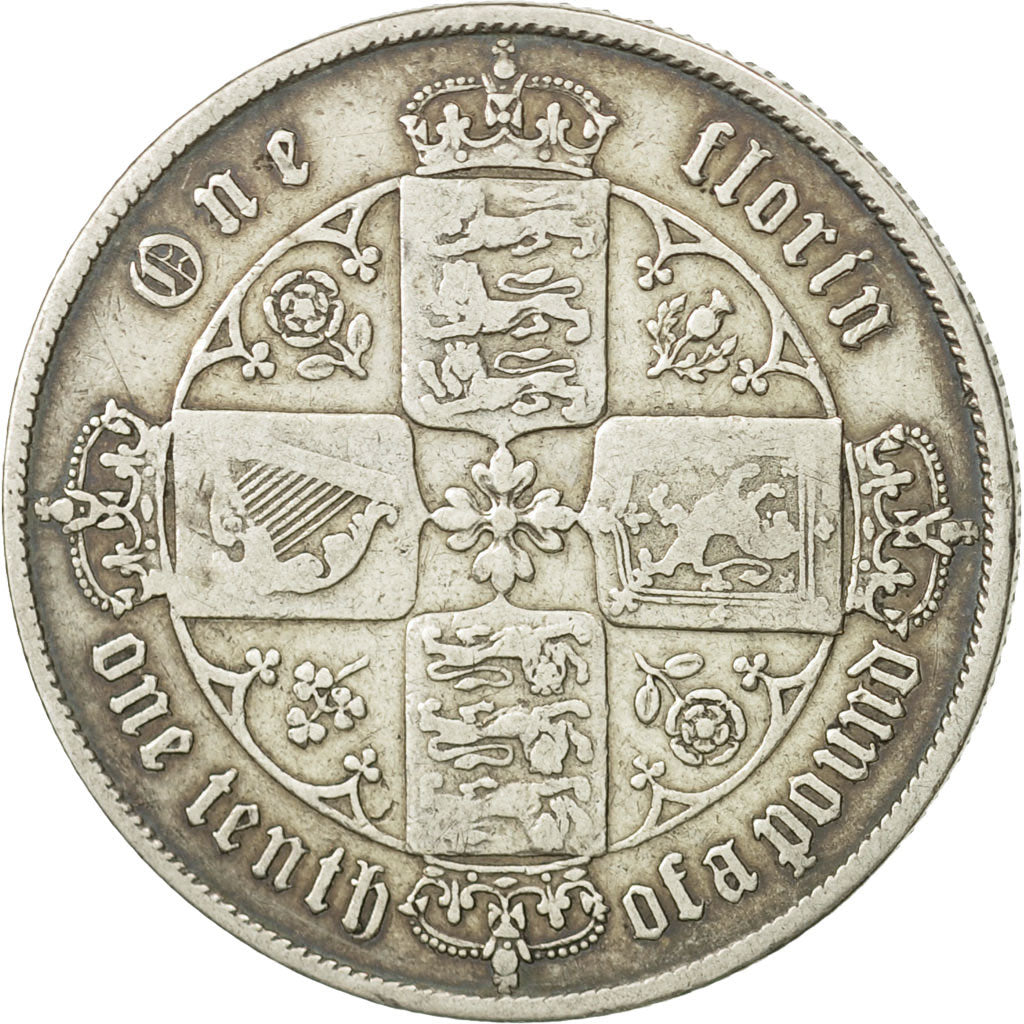 Gran Bretagna, Victoria, Florin, Two Shillings, 1853, MB+, Argento, KM:746.1