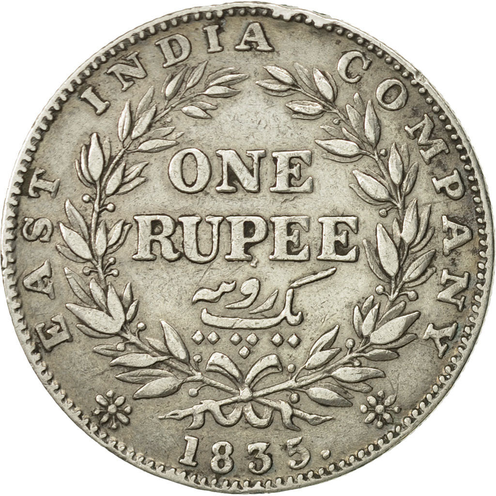 Coin, INDIA-BRITISH, Rupee, 1835, Calcutta, EF(40-45), Silver, KM:450.3