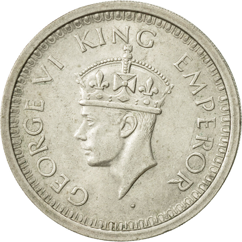 INDIA-BRITISH, George VI, Rupee, 1945, AU(55-58), Silver, KM:557.1