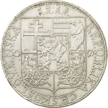 Czechoslovakia, 20 Korun, 1933, AU(50-53), Silver, KM:17
