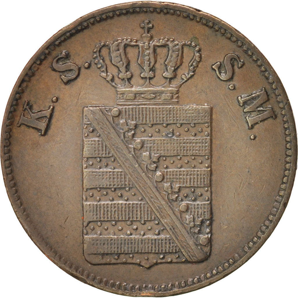 Münze, Deutsch Staaten, SAXONY-ALBERTINE, Friedrich August II, 2 Pfennig, 1853