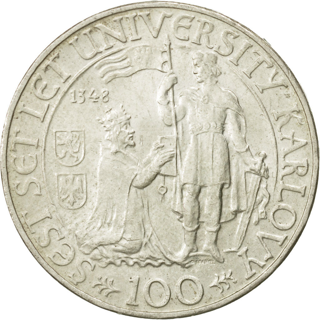 Tschechoslowakei, 100 Korun, 1948, VZ, Silber, KM:26