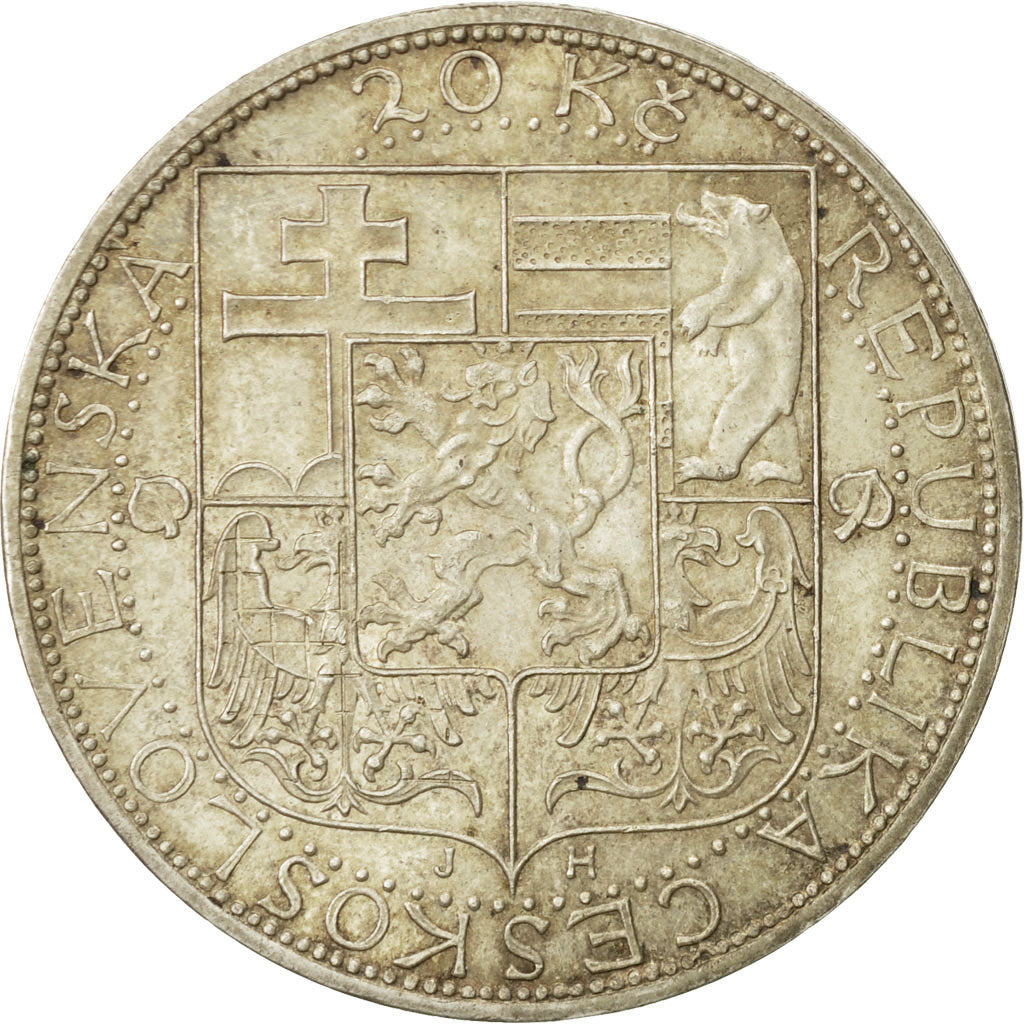 Moneta, Cecoslovacchia, 20 Korun, 1937, BB+, Argento, KM:18
