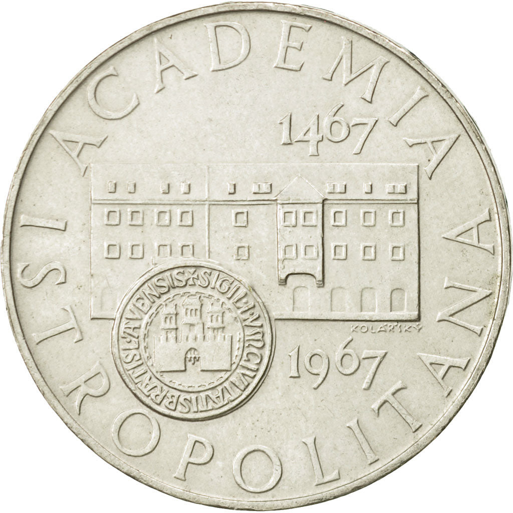 Czechoslovakia, 10 Korun, 1967, AU(55-58), Silver, KM:62