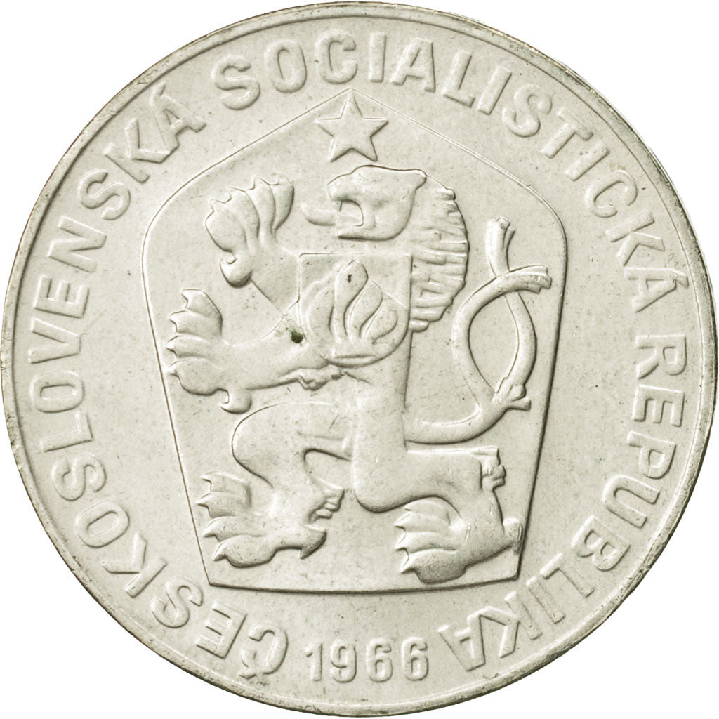 Coin, Czechoslovakia, 10 Korun, 1966, AU(55-58), Silver, KM:61