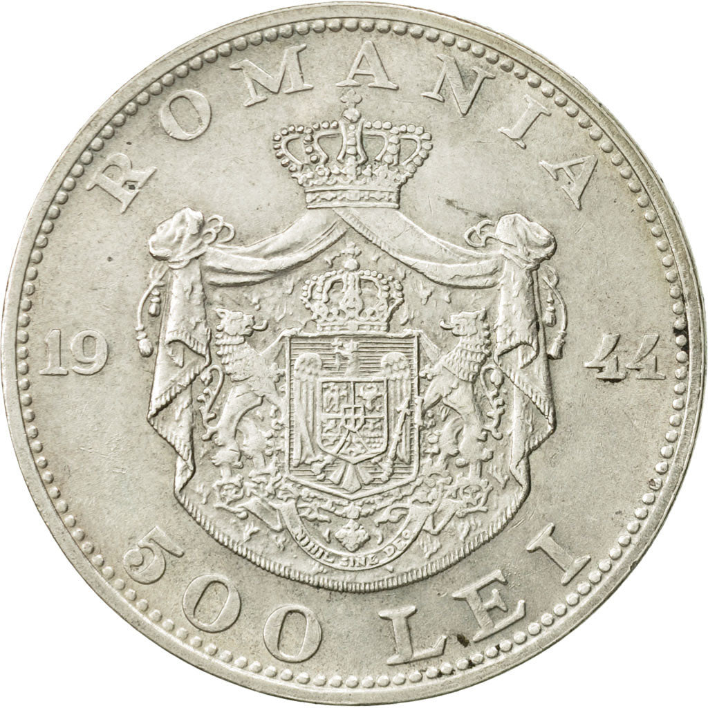 Romania, Mihai I, 500 Lei, 1944, AU(50-53), Silver, KM:65