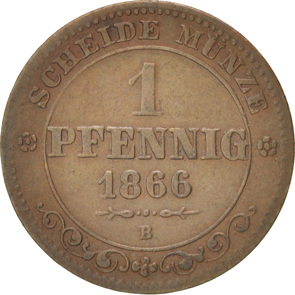 German States, SAXONY-ALBERTINE, Johann, Pfennig, 1866, KM:1216