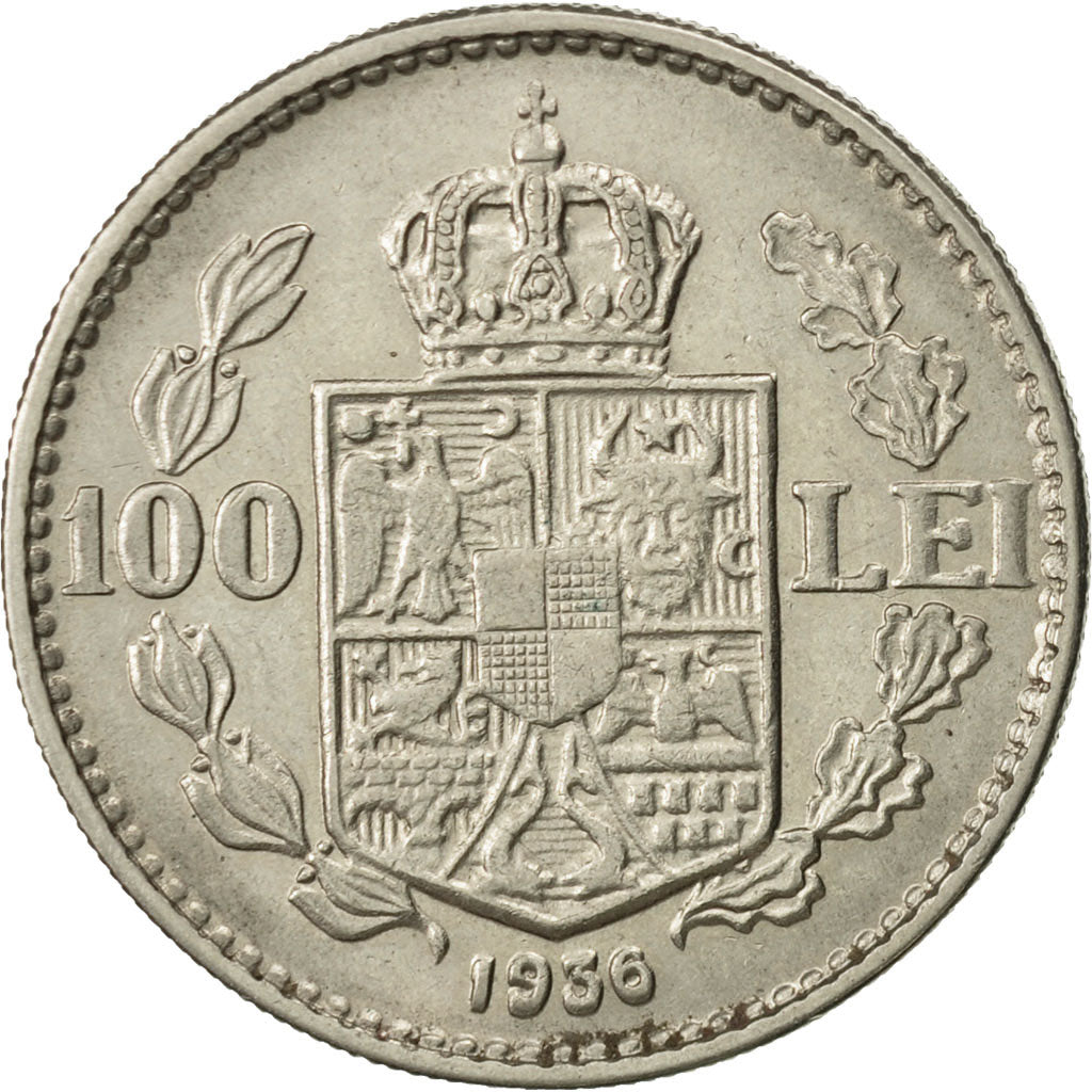 Romania, Carol II, 100 Lei, 1936, AU(50-53), Nickel, KM:54