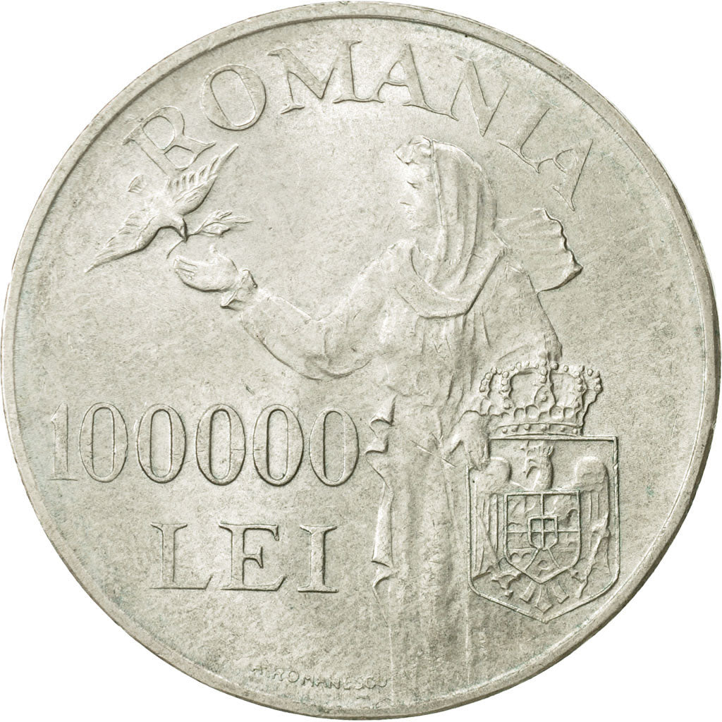Münze, Rumänien, Mihai I, 100000 Lei, 1946, VZ, Silber, KM:71