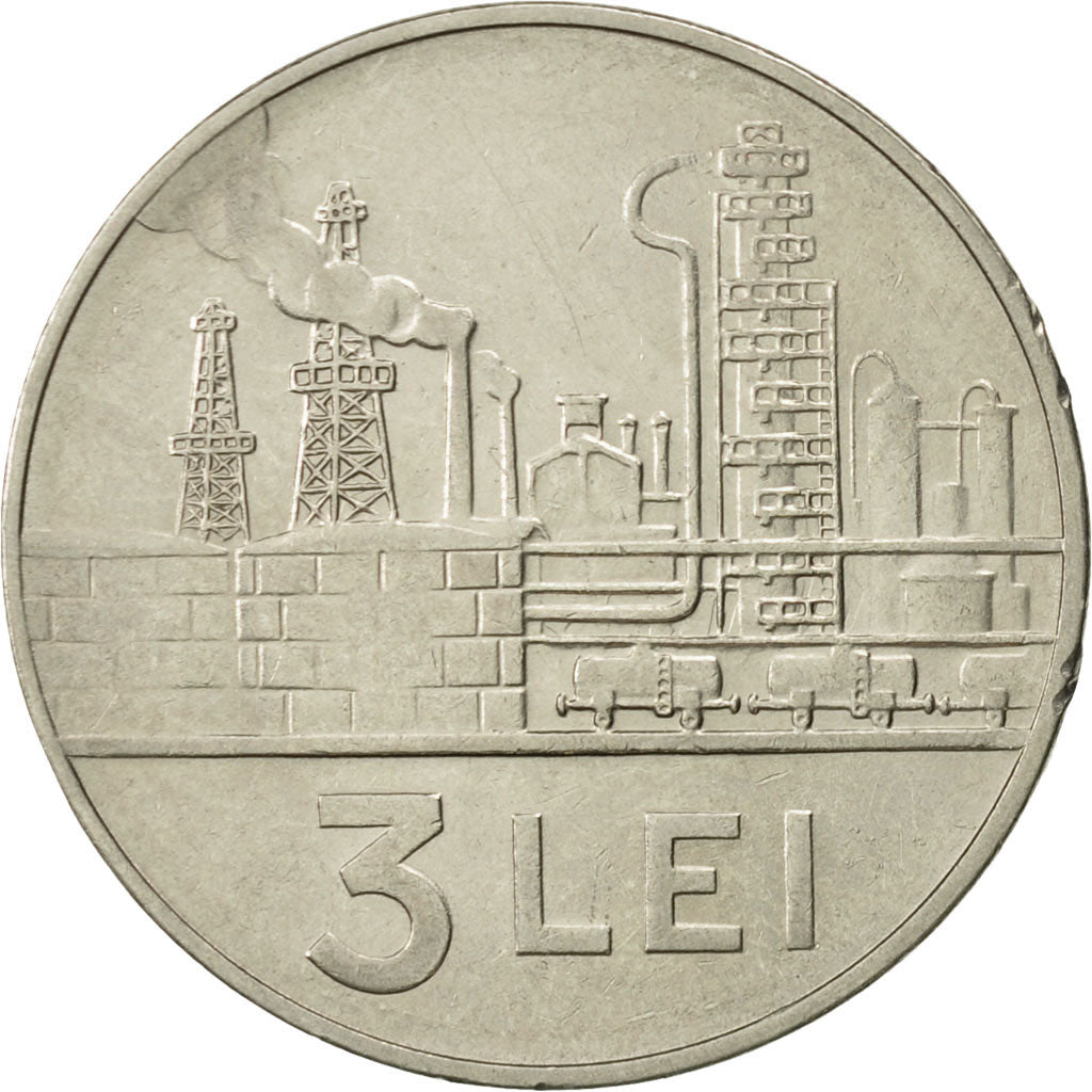 Romania, 3 Lei, 1963, AU(50-53), Nickel Clad Steel, KM:91