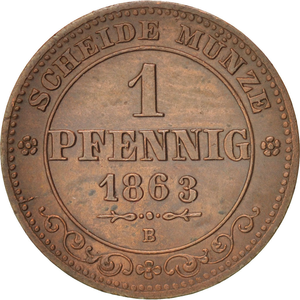 Stati tedeschi, SAXONY-ALBERTINE, Johann, Pfennig, 1863, SPL-, Rame, KM:1216