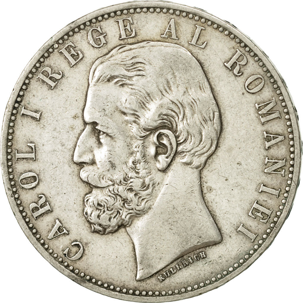 Romania, Carol I, 5 Lei, 1883, Bucarest, EF(40-45), Silver, KM:17.1