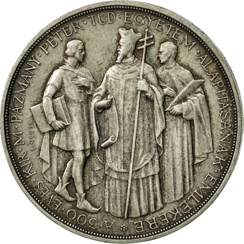 Hungary, 2 Pengö, 1935, AU(50-53), Silver, KM:513