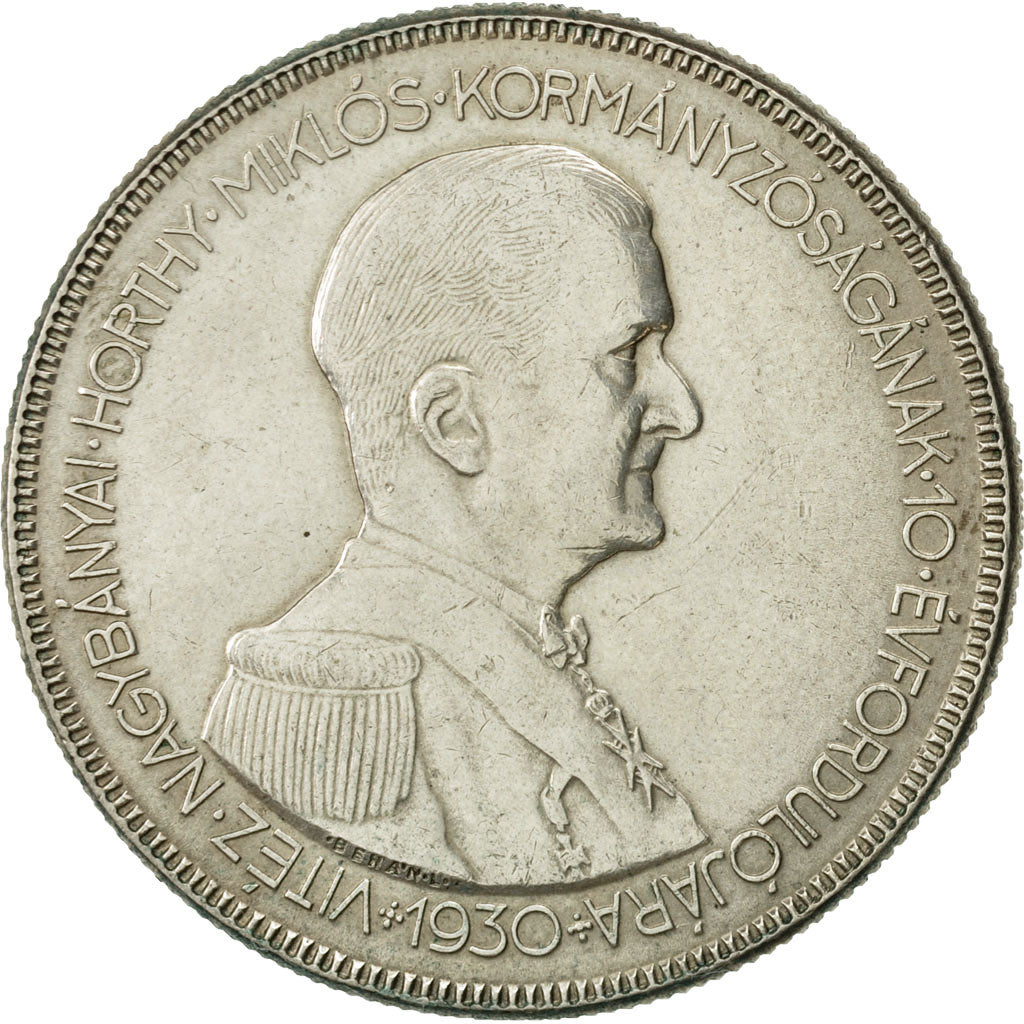 Hungary, 5 Pengö, 1930, Budapest, AU(50-53), Silver, KM:512.1