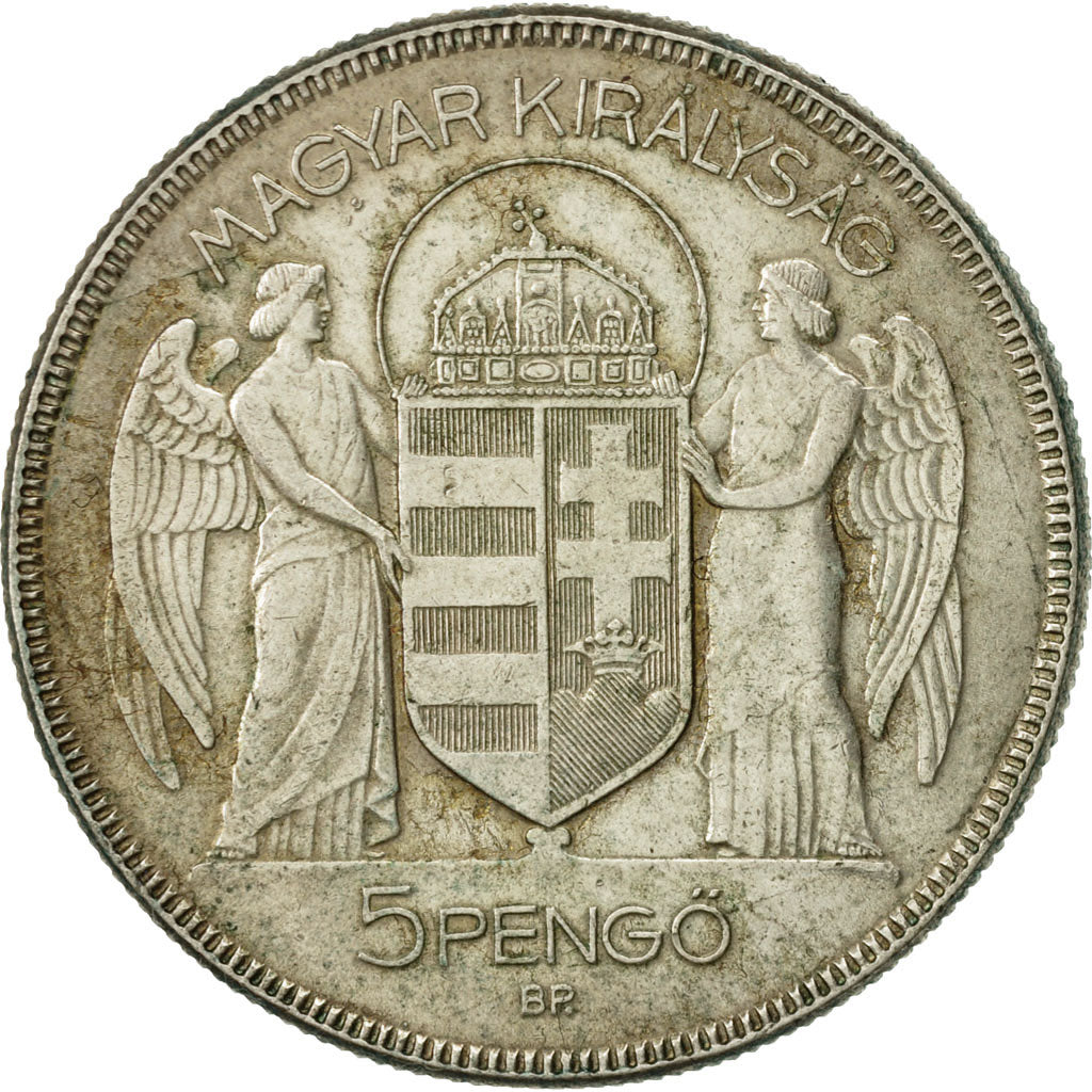 Hungary, 5 Pengö, 1930, Budapest, AU(50-53), Silver, KM:512.1