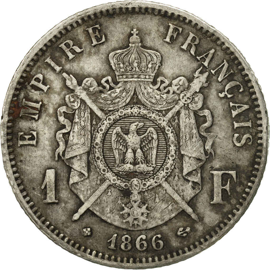Francia, Napoleon III, Franc, 1866, Strasbourg, BB, Argento,KM 806.2,Gadoury 463