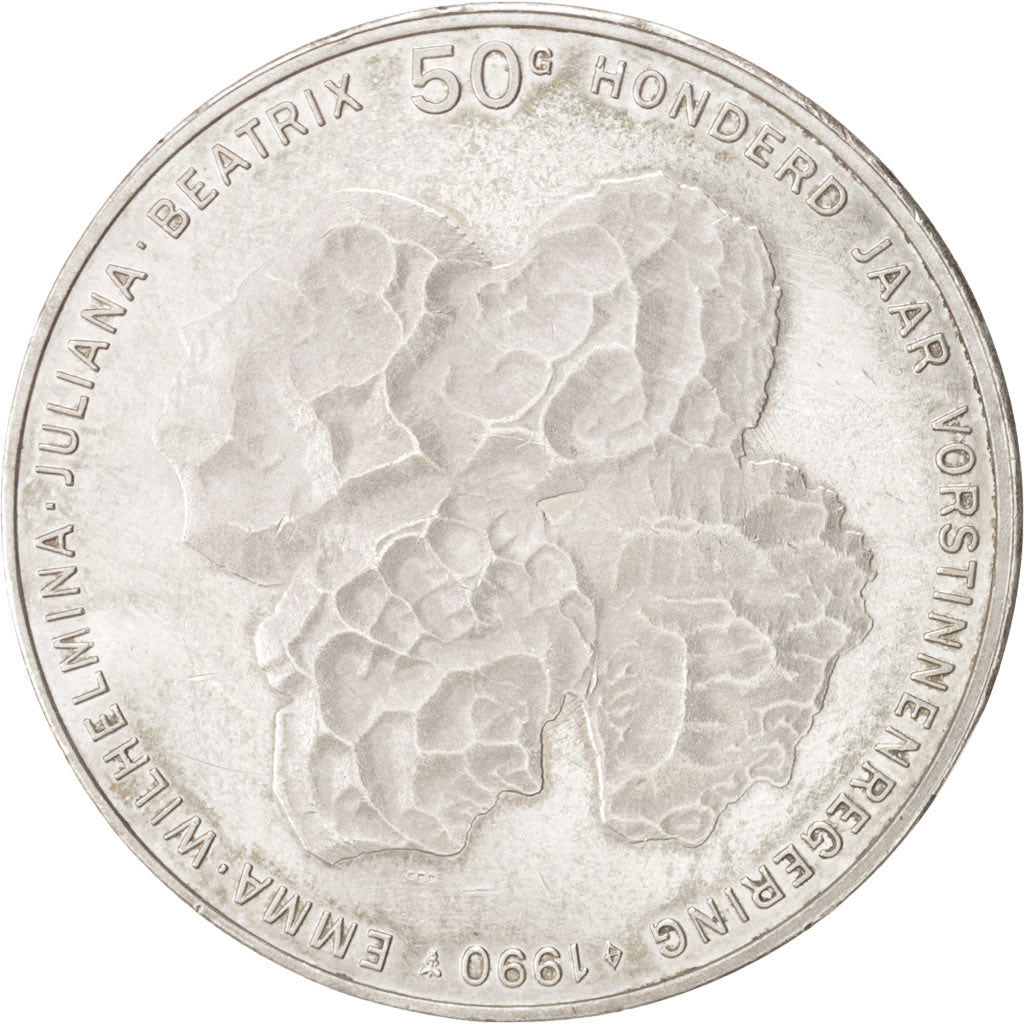 Coin, Netherlands, Beatrix, 50 Gulden, 1990, AU(55-58), Silver, KM:214