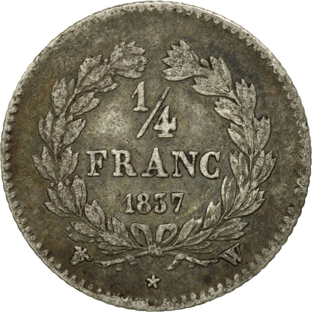 Munten, Frankrijk, Louis-Philippe, 1/4 Franc, 1837, Lille, ZF, Zilver