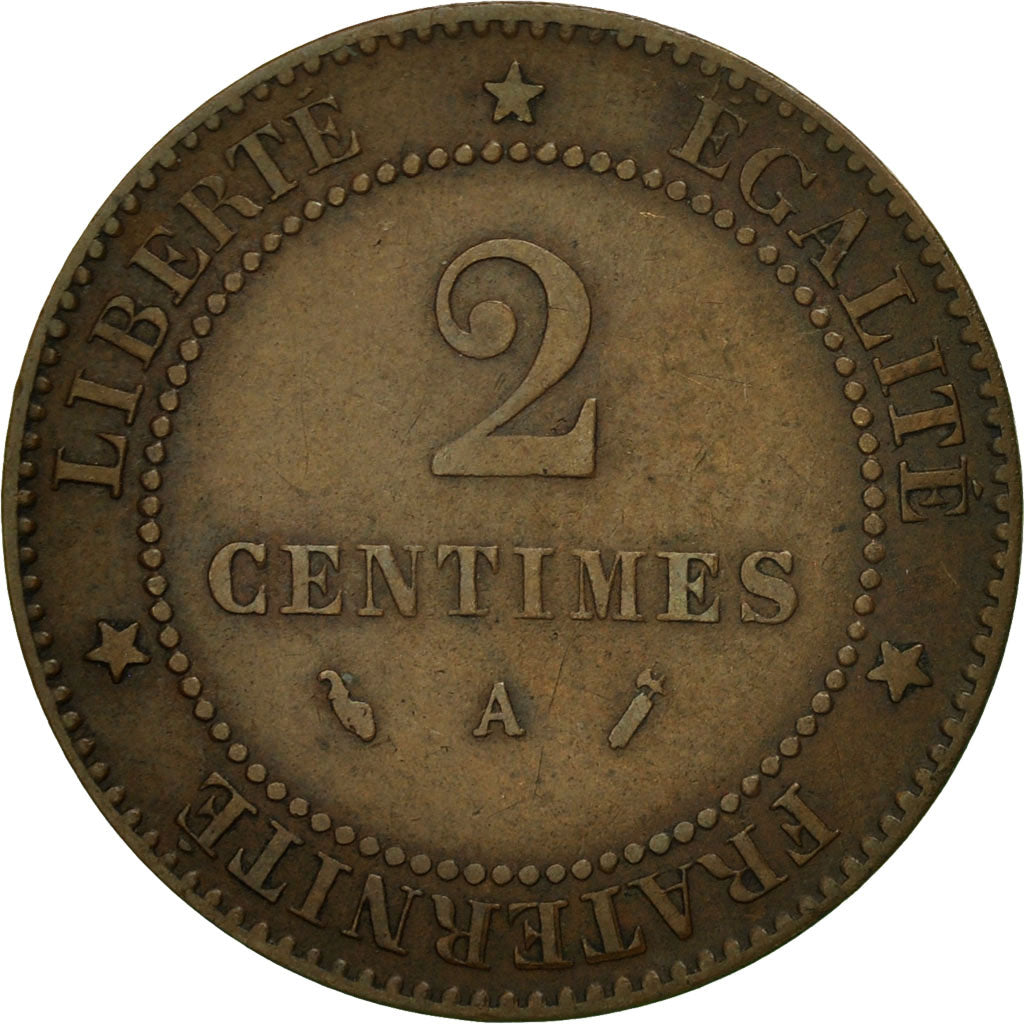 Moneta, Francia, Cérès, 2 Centimes, 1886, Paris, BB, Bronzo, KM:827.1