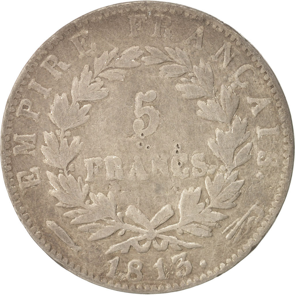France, Napoléon I, 5 Francs, 1813, Utrecht, Argent, TB+, Gadoury:584