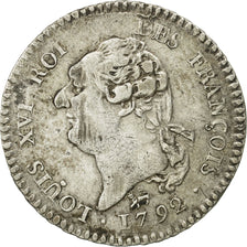 Francia, 15 sols françois, 1/8 ECU, 1792, Paris, MB+, Argento, KM 604.1