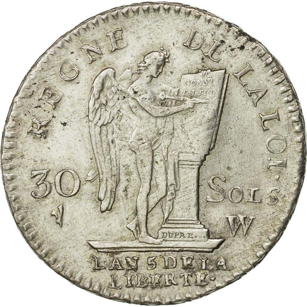 Munten, Frankrijk, 30 sols françois, 30 Sols, 1793, Lille, PR+, Zilver