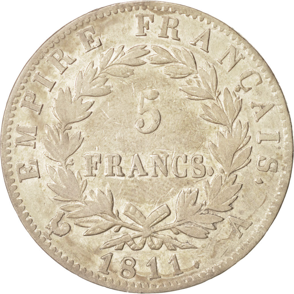 France, Napoleon I, 5 Francs, 1811 A, Paris, Silver, KM:694.1
