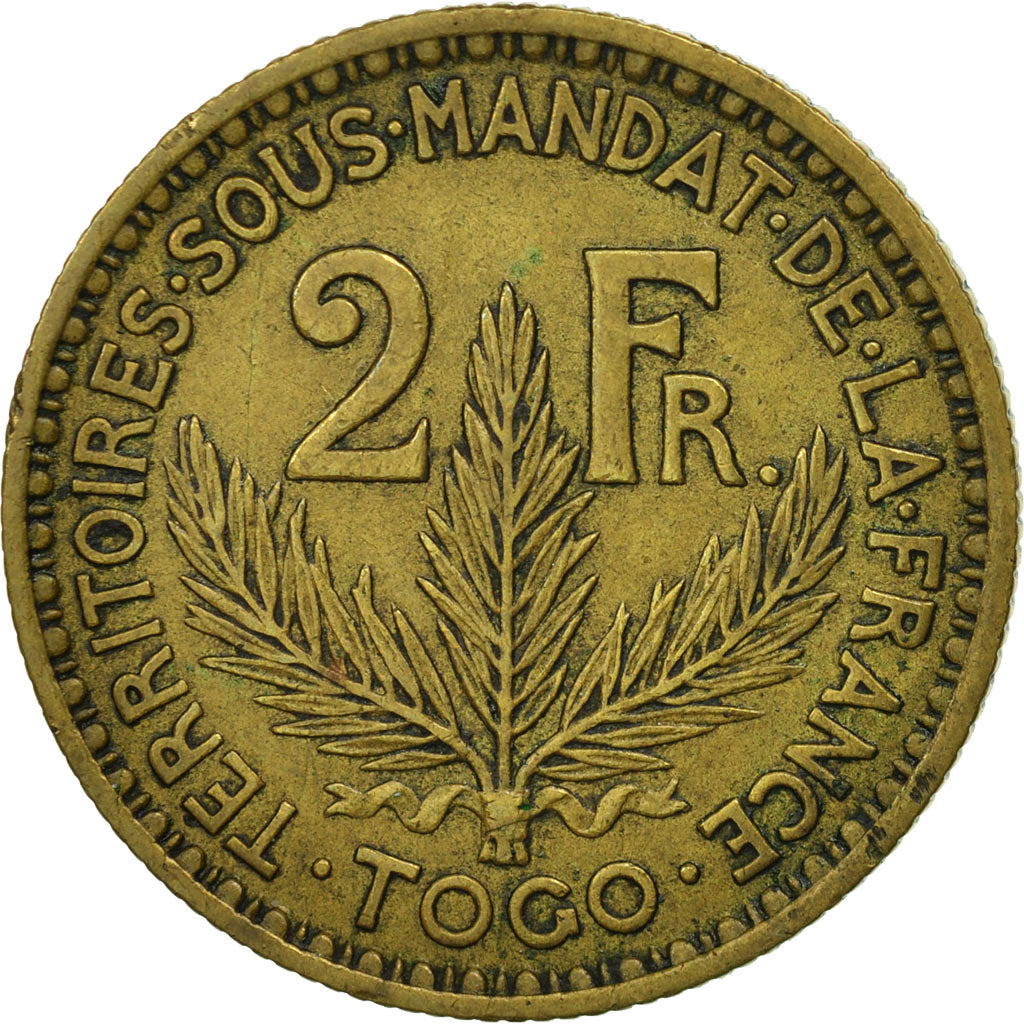 Togo, 2 Francs, 1924, Paris, EF(40-45), Aluminum-Bronze, KM:3, Lecompte:15