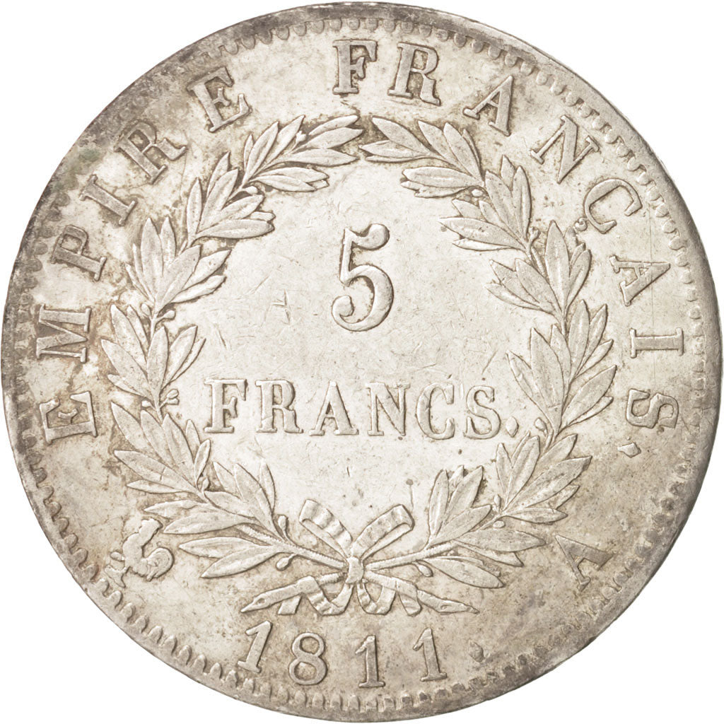 Coin, France, Napoléon I, 5 Francs, 1811, Paris, EF(40-45), Silver, KM:694.1