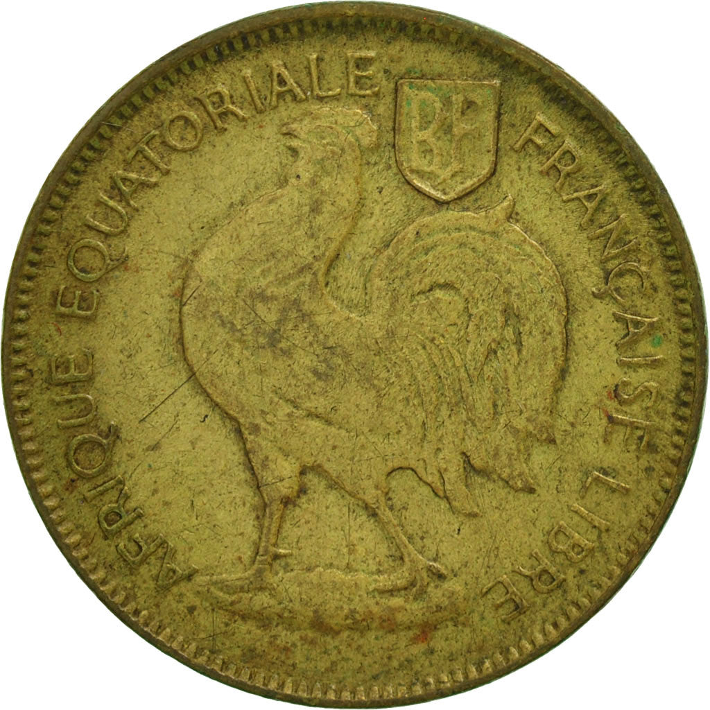 French Equatorial Africa, 50 Centimes, 1942, Pretoria, EF(40-45), Brass, KM:1