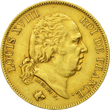 France, Louis XVIII, 40 Francs, 1817, Paris, TTB, Or, KM:713.1, Gadoury 1092