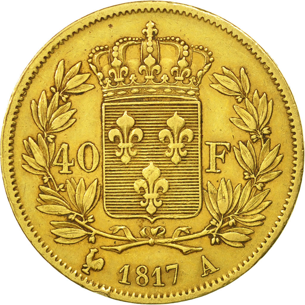 France, Louis XVIII, 40 Francs, 1817, Paris, TTB, Or, KM:713.1, Gadoury 1092