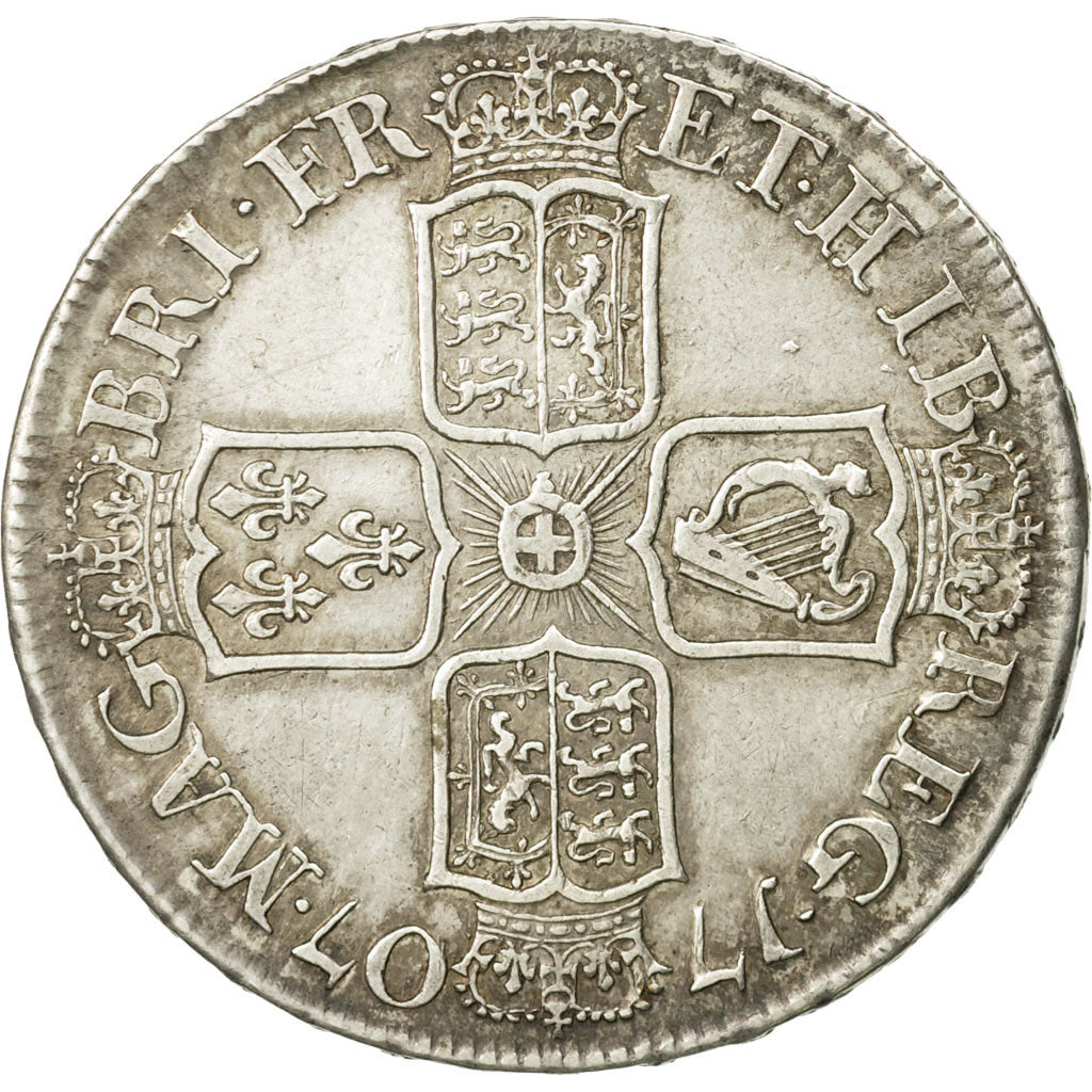 Great Britain, Anne, 1/2 Crown, 1707, Edinburgh, EF(40-45), Silver, KM:525.2