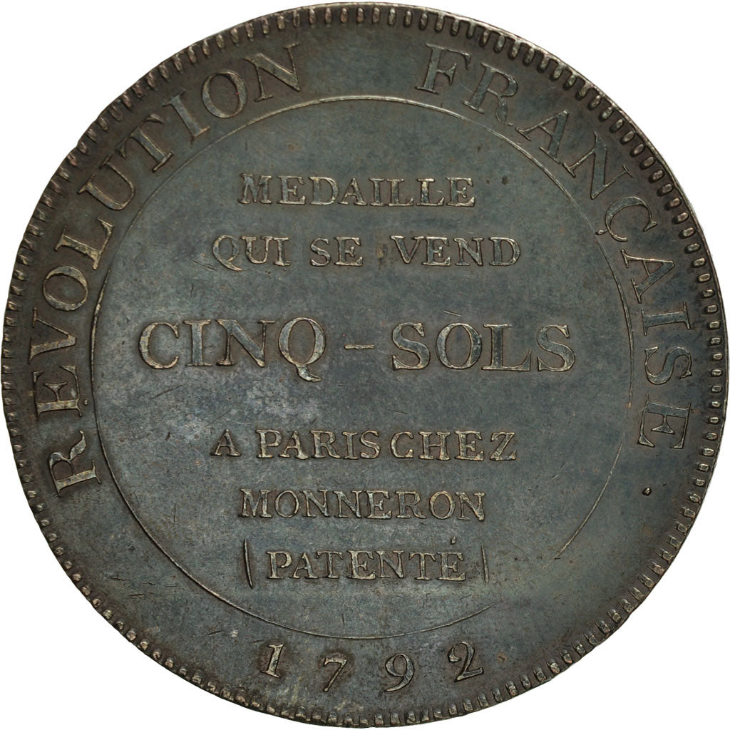 Coin, France, 5 Sols, 1792, Birmingham, AU(50-53), Bronze, KM:Tn35, Brandon:226