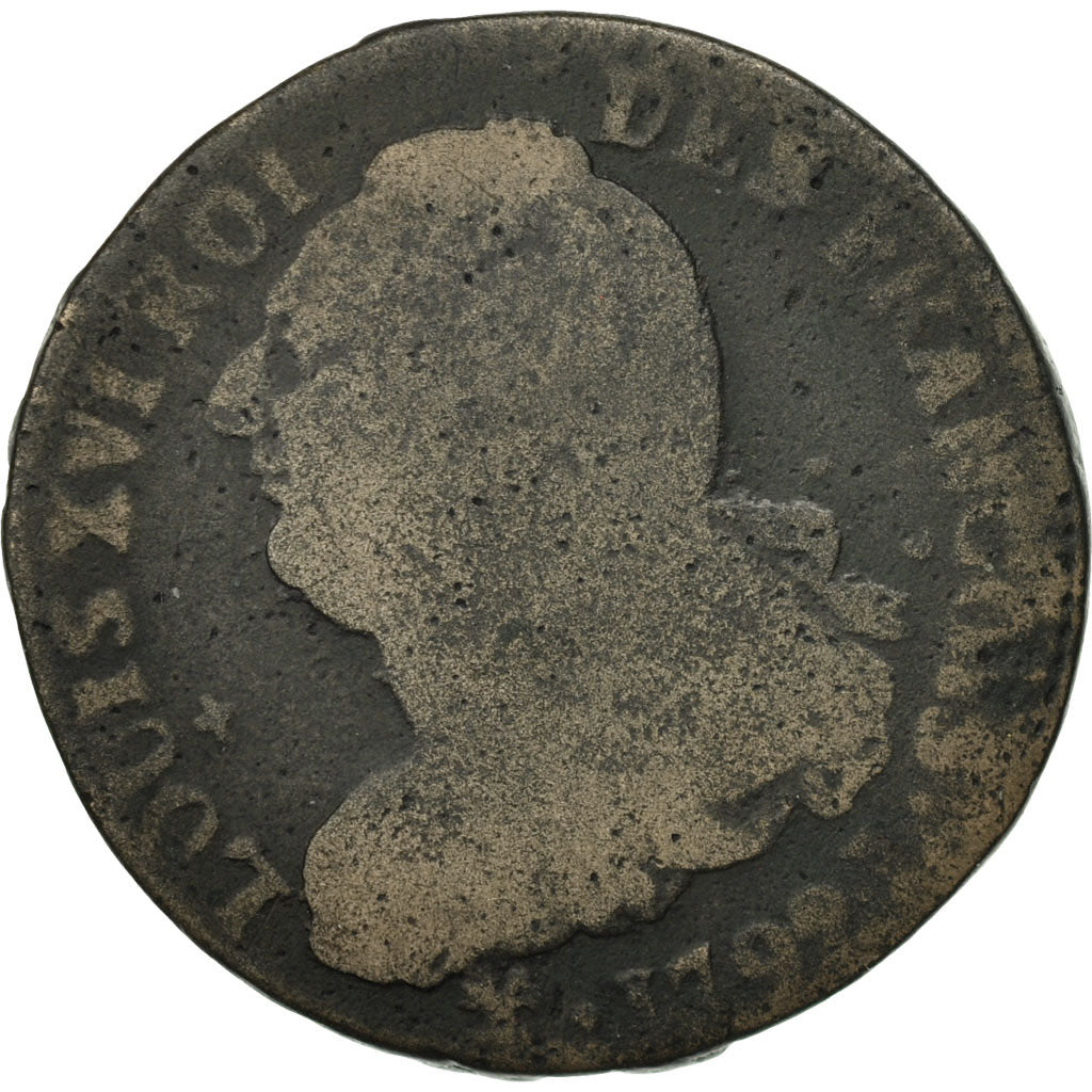 Monnaie, France, 2 sols françois, 2 Sols, 1792, Bayonne, B+, Bronze, KM:603.9