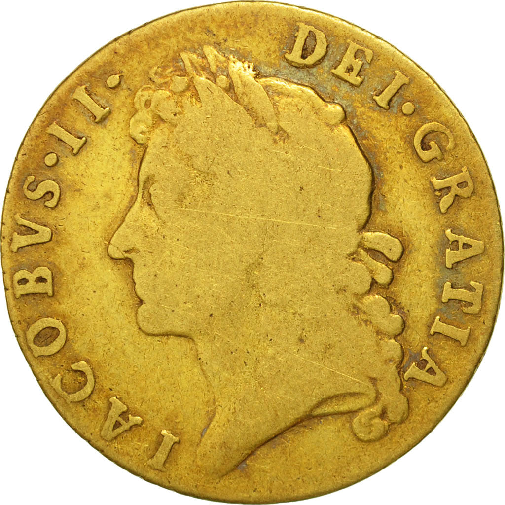 Great Britain, James II, Guinea, 1685, London, F(12-15), Gold,KM:453.1,Spink3400