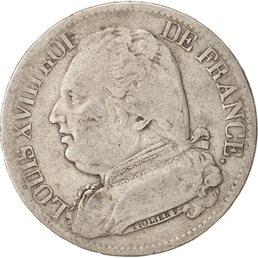 Moneta, Francia, Louis XVIII, Louis XVIII, 5 Francs, 1814, Limoges, MB, Argento