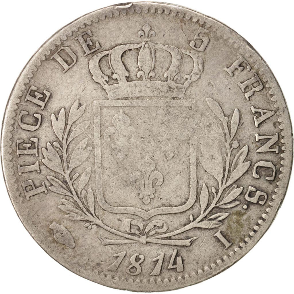 Moneta, Francia, Louis XVIII, Louis XVIII, 5 Francs, 1814, Limoges, MB, Argento