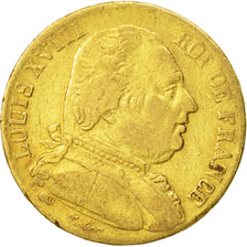 Moneta, Francia, Louis XVIII, Louis XVIII, 20 Francs, 1815, Bordeaux, MB, Oro