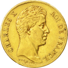 Moneda, Francia, Charles X, 40 Francs, 1830, Paris, BC+, Oro, KM:721.1