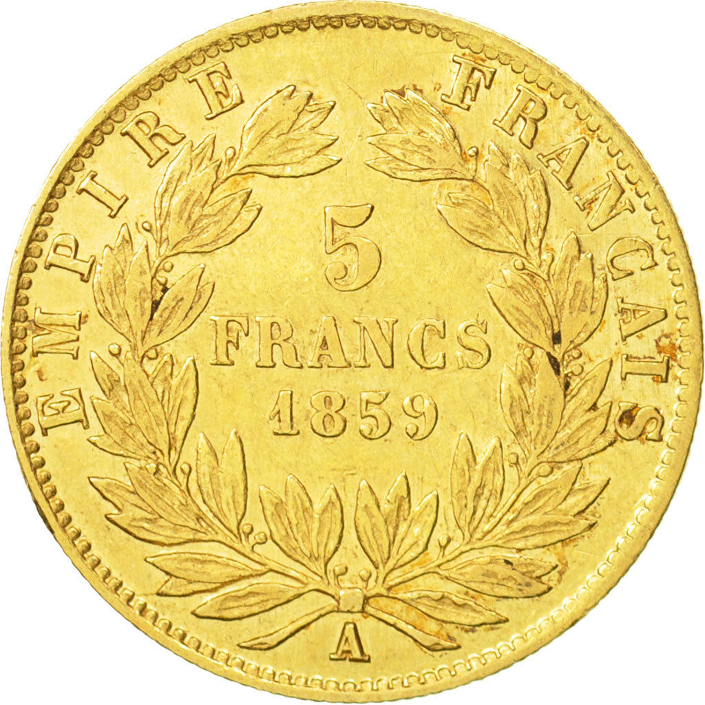 Coin, France, Napoleon III, Napoléon III, 5 Francs, 1859, Paris, AU(50-53)