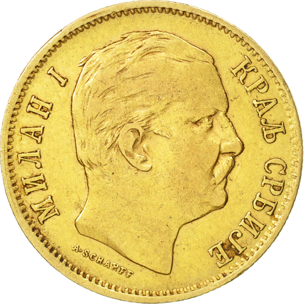 Serbie, Milan I, 10 Dinara, 1882, Vienna, TTB, Or, KM:16